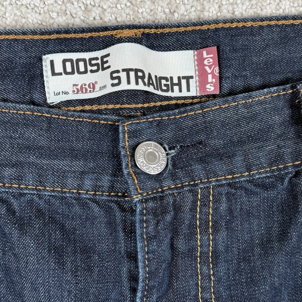 Levi's 569 Men's 36x30 (Actual 36x28) Loose Straight Denim Blue Jeans Y2K Baggy - Picture 6 of 9
